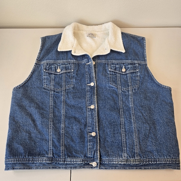 90's Great Northwest Denim Shearling Vest, 2X - Picture 9 of 11